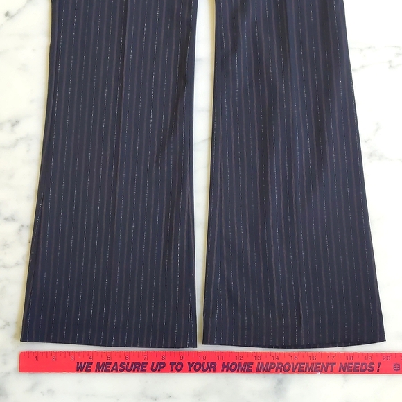 NWOT. Express Design Studio Editor Dress Pant w/brown stripe and sparkling gold. - Picture 5 of 8